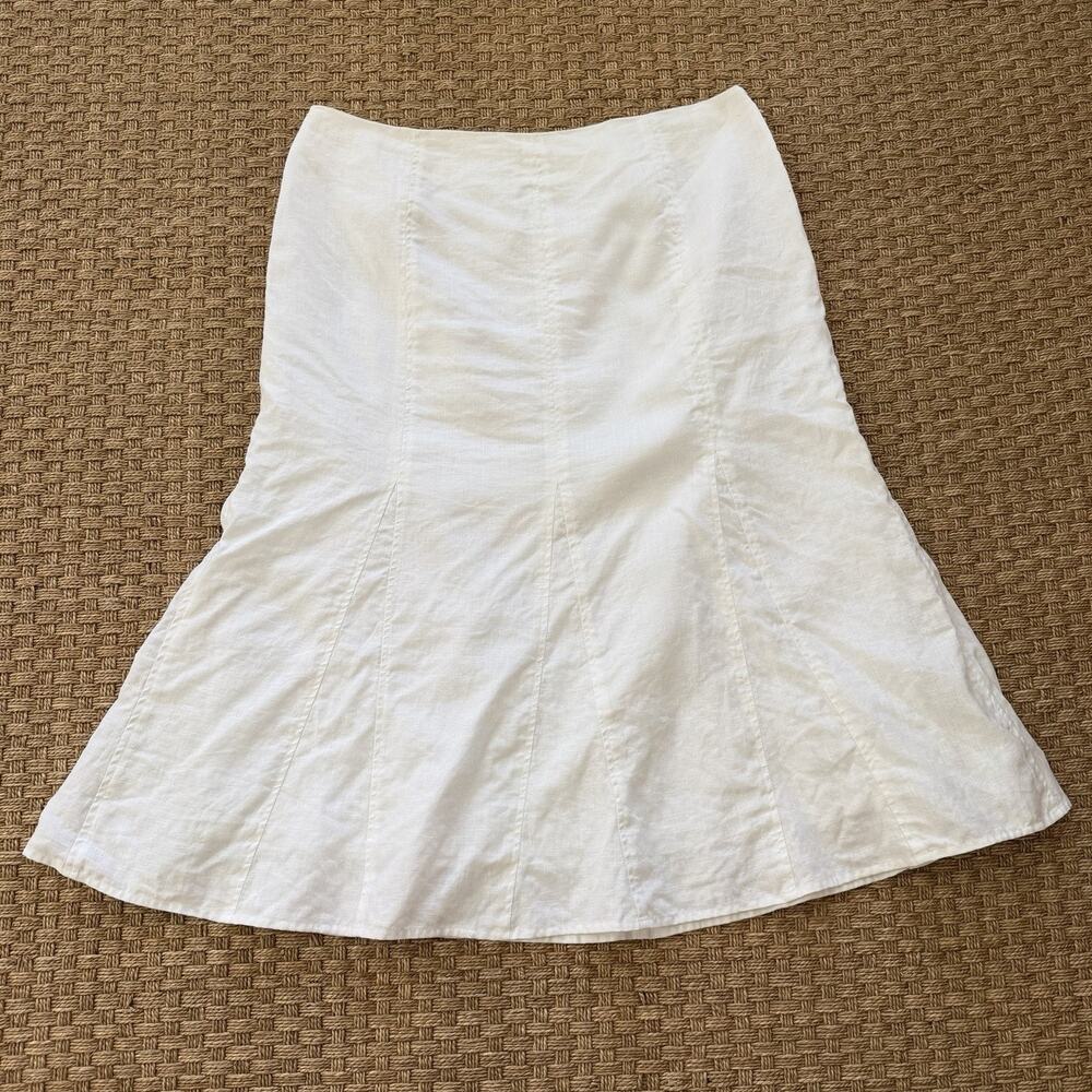 Vintage Kim Roger’s 100% Linen White Pleated Midi Skirt Women's Size 16 - Picture 6 of 9